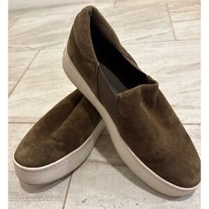 Vince Warren Olive Green Suede Slip On Platform Sneakers Womens 8M EUR 38